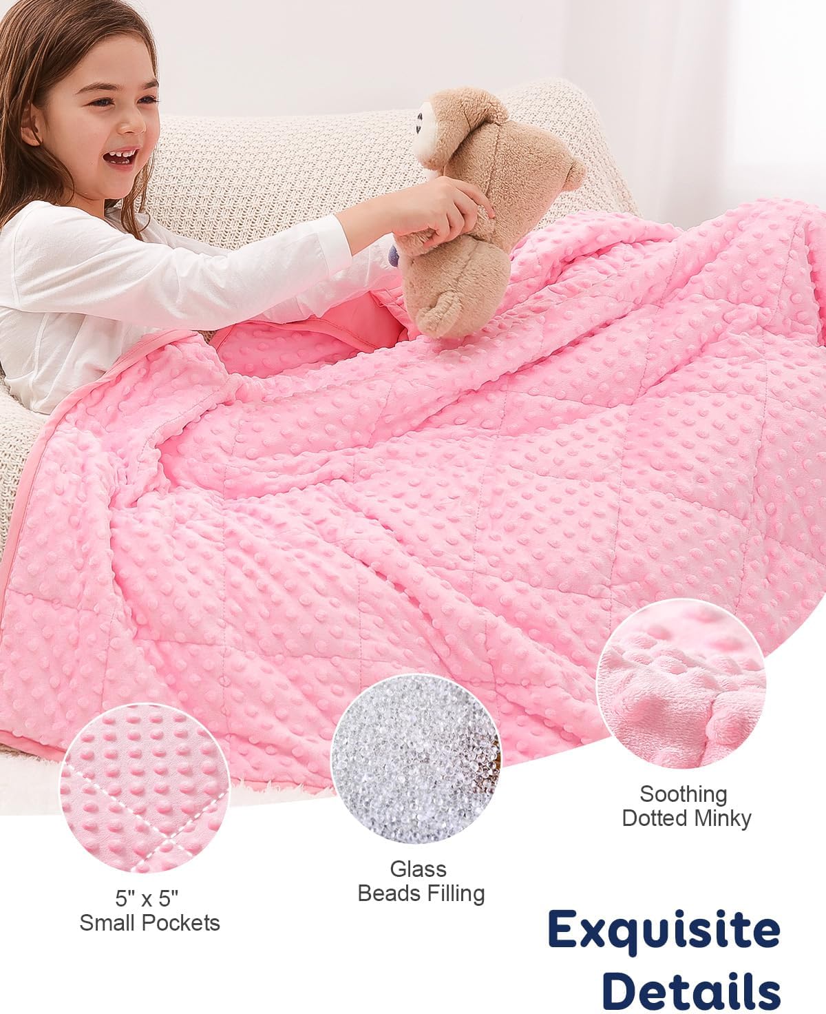 Small Minky Dotted Kids Weighted Blanket Throw