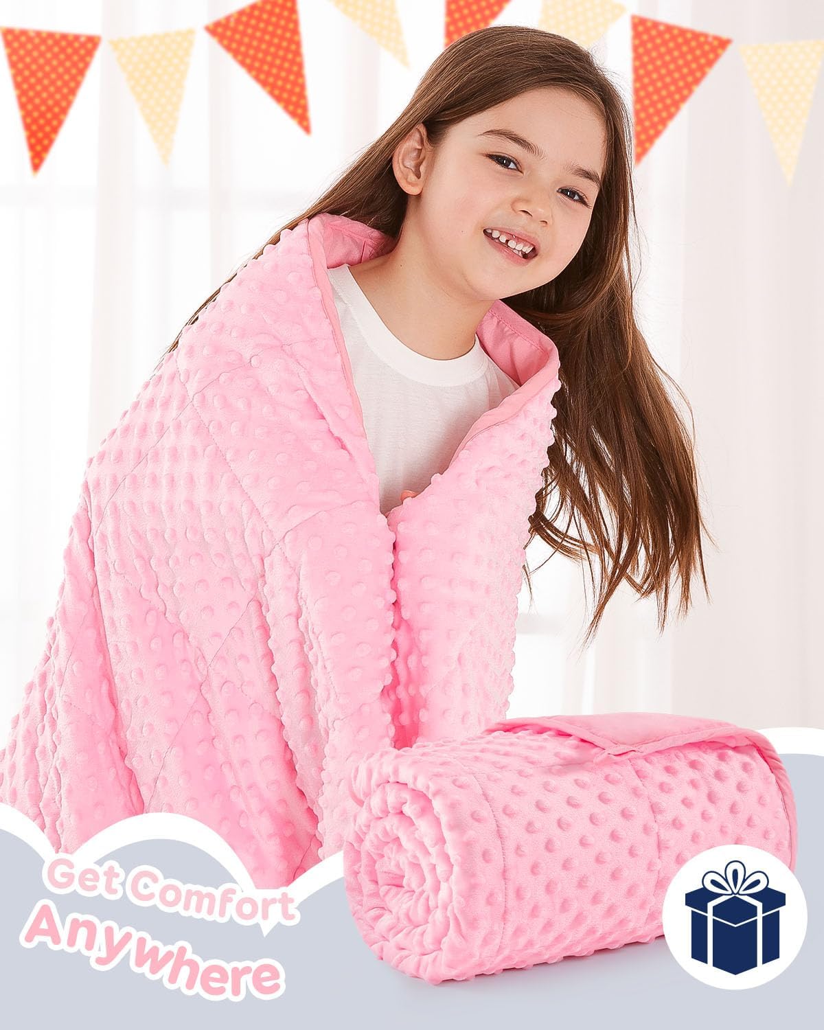 Small Minky Dotted Kids Weighted Blanket Throw