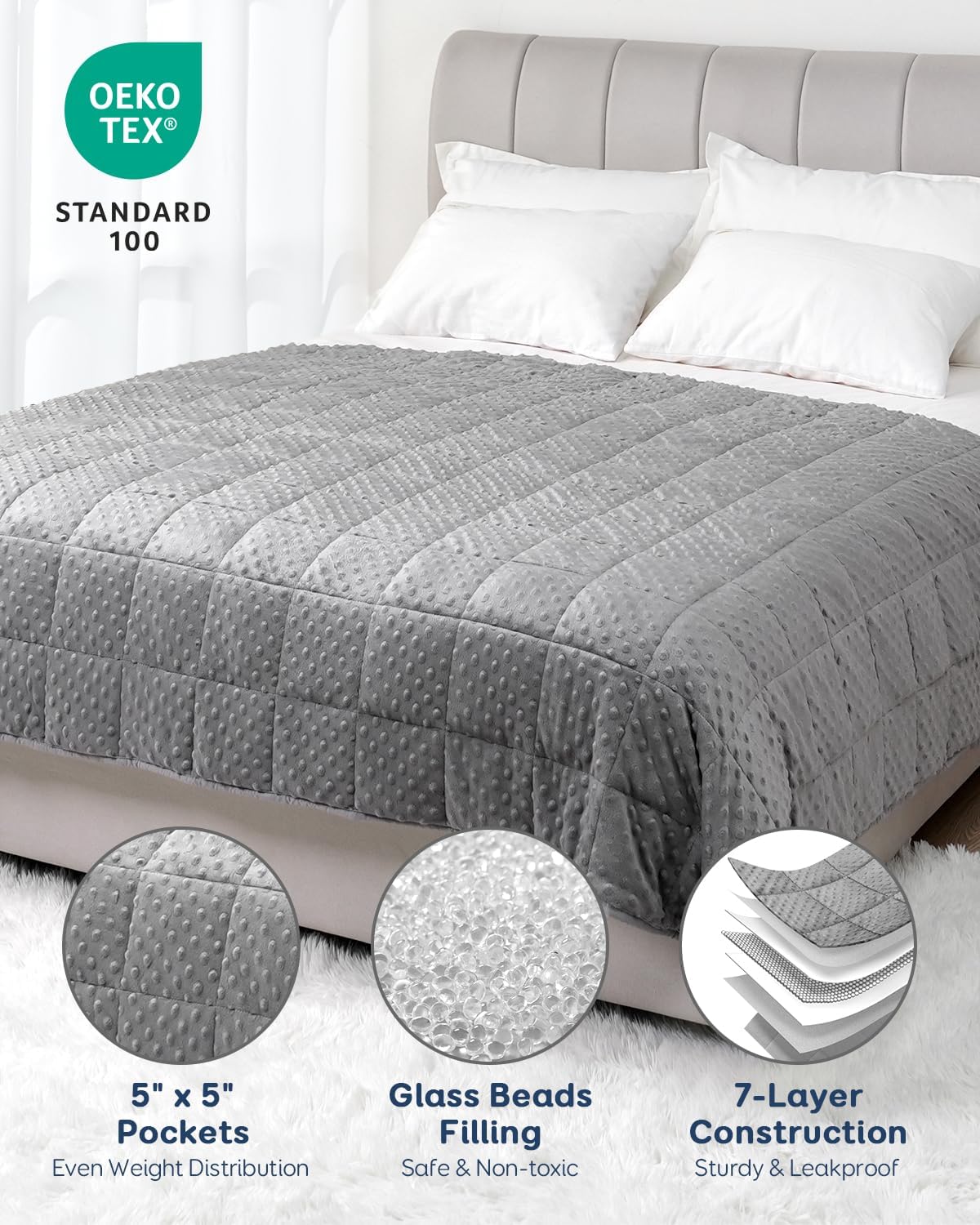 Microfiber Reversible Minky Dot Weighted Blanket Throw Blankets for Adult