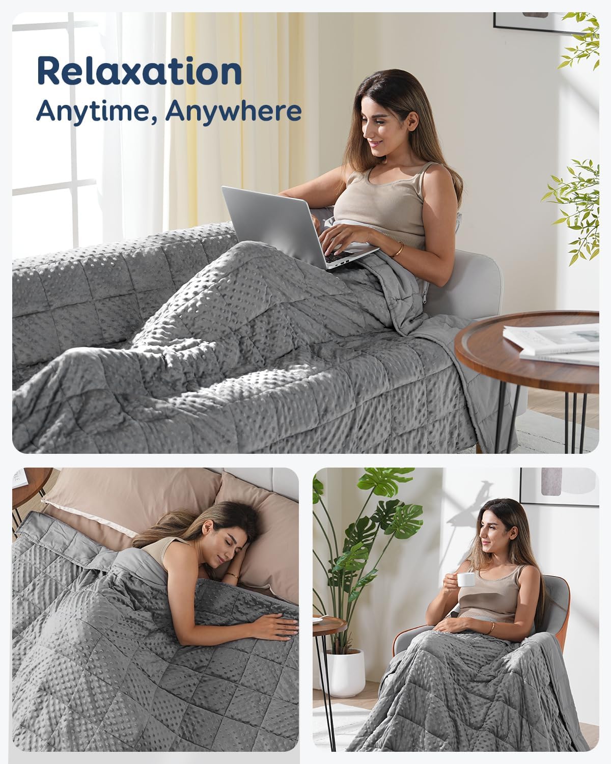 Microfiber Reversible Minky Dot Weighted Blanket Throw Blankets for Adult