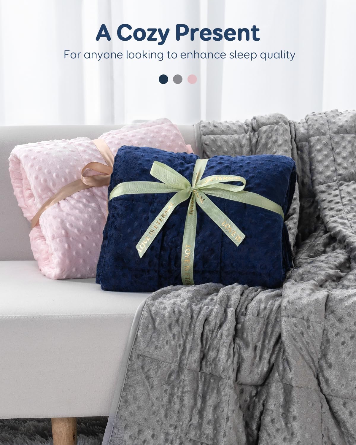 Microfiber Reversible Minky Dot Weighted Blanket Throw Blankets for Adult