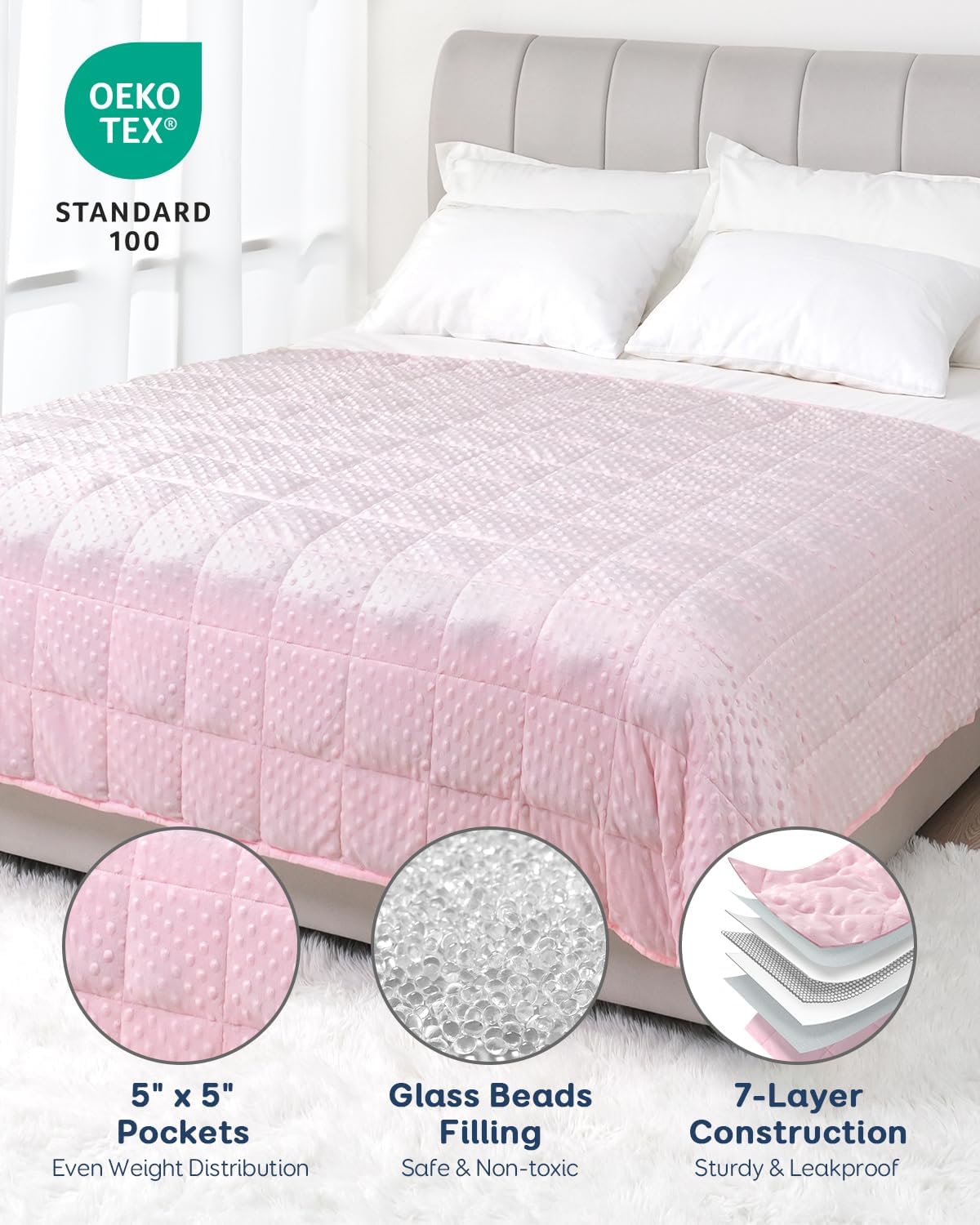 Microfiber Reversible Minky Dot Weighted Blanket Throw Blankets for Adult