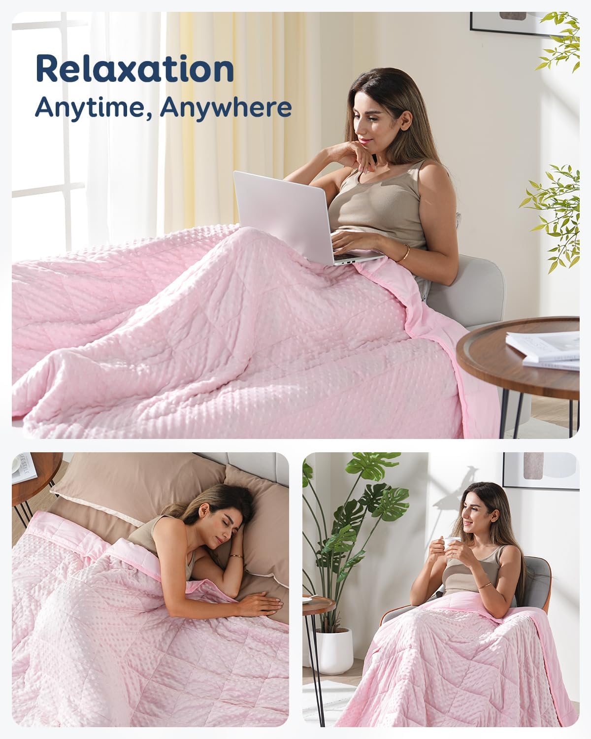 Microfiber Reversible Minky Dot Weighted Blanket Throw Blankets for Adult