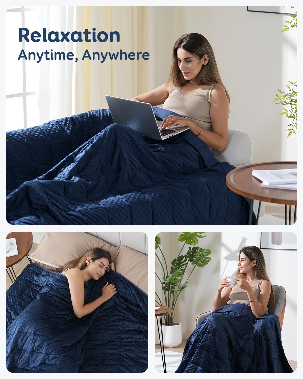 Microfiber Reversible Minky Dot Weighted Blanket Throw Blankets for Adult