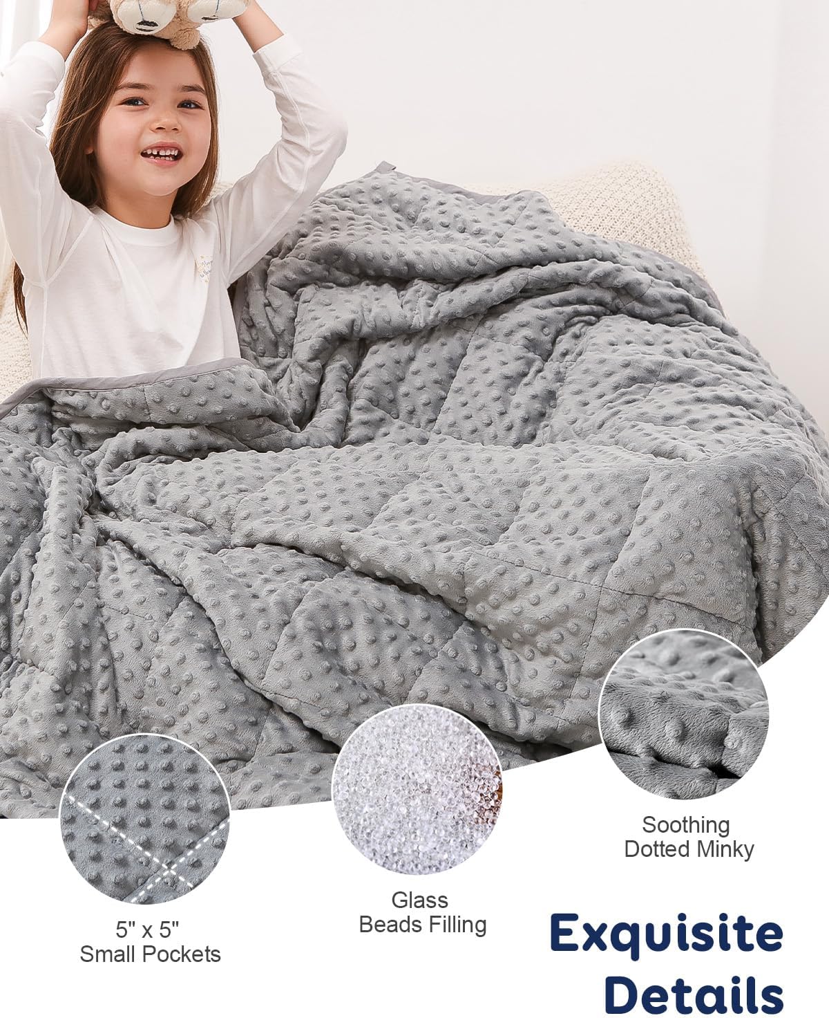 Small Minky Dotted Kids Weighted Blanket Throw