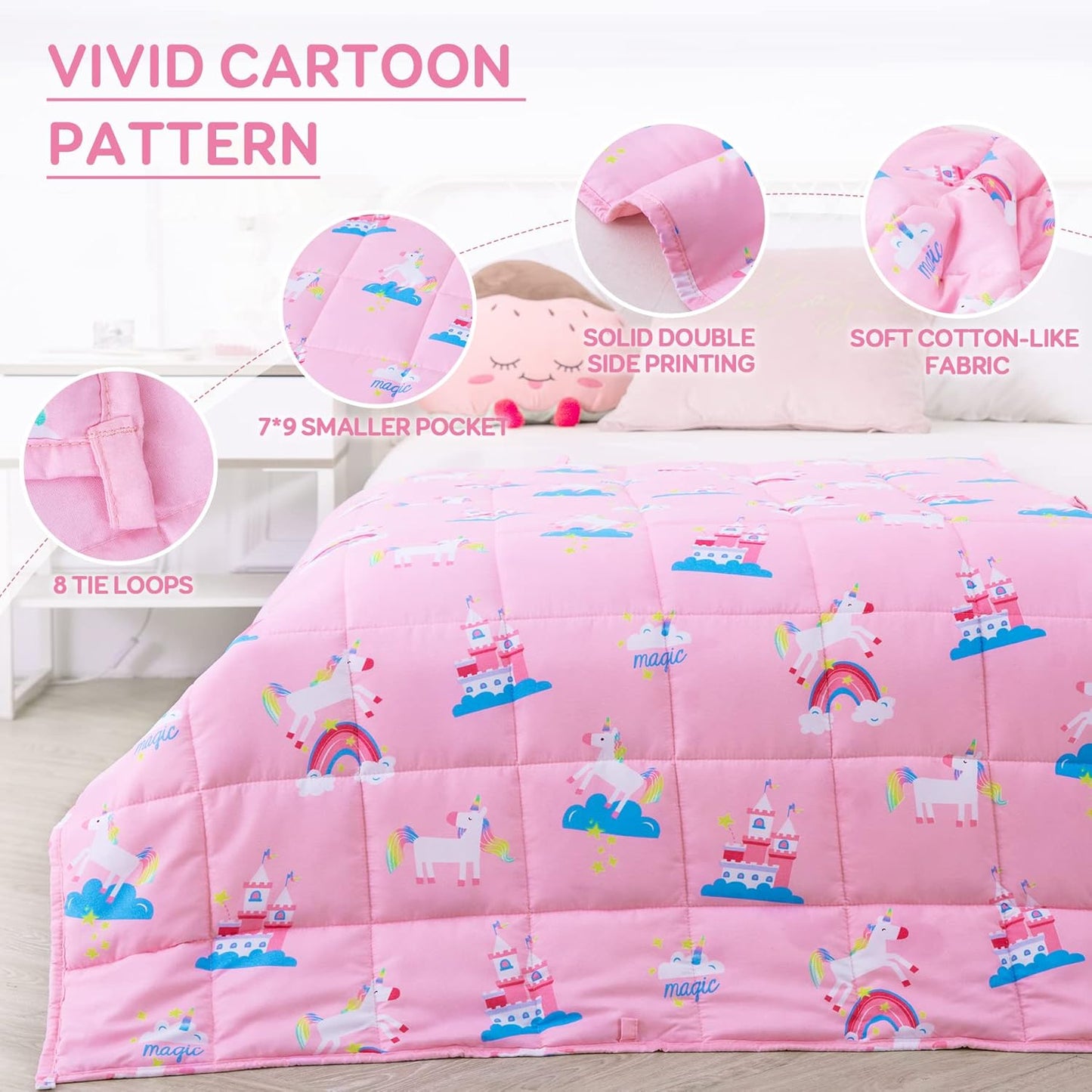 Unicorn Kids Weighted Blanket Throw for All-Season
