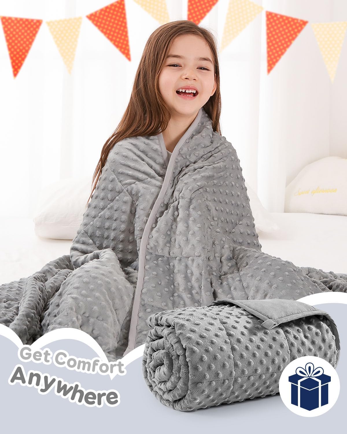 Small Minky Dotted Kids Weighted Blanket Throw