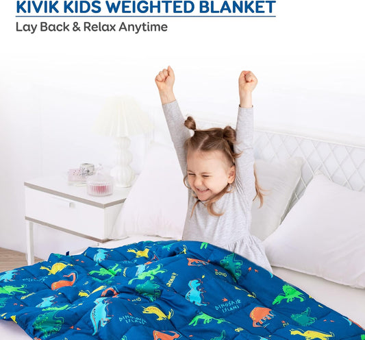 Blue Dinosaur Kids Weighted Blanket Throw for All-Season