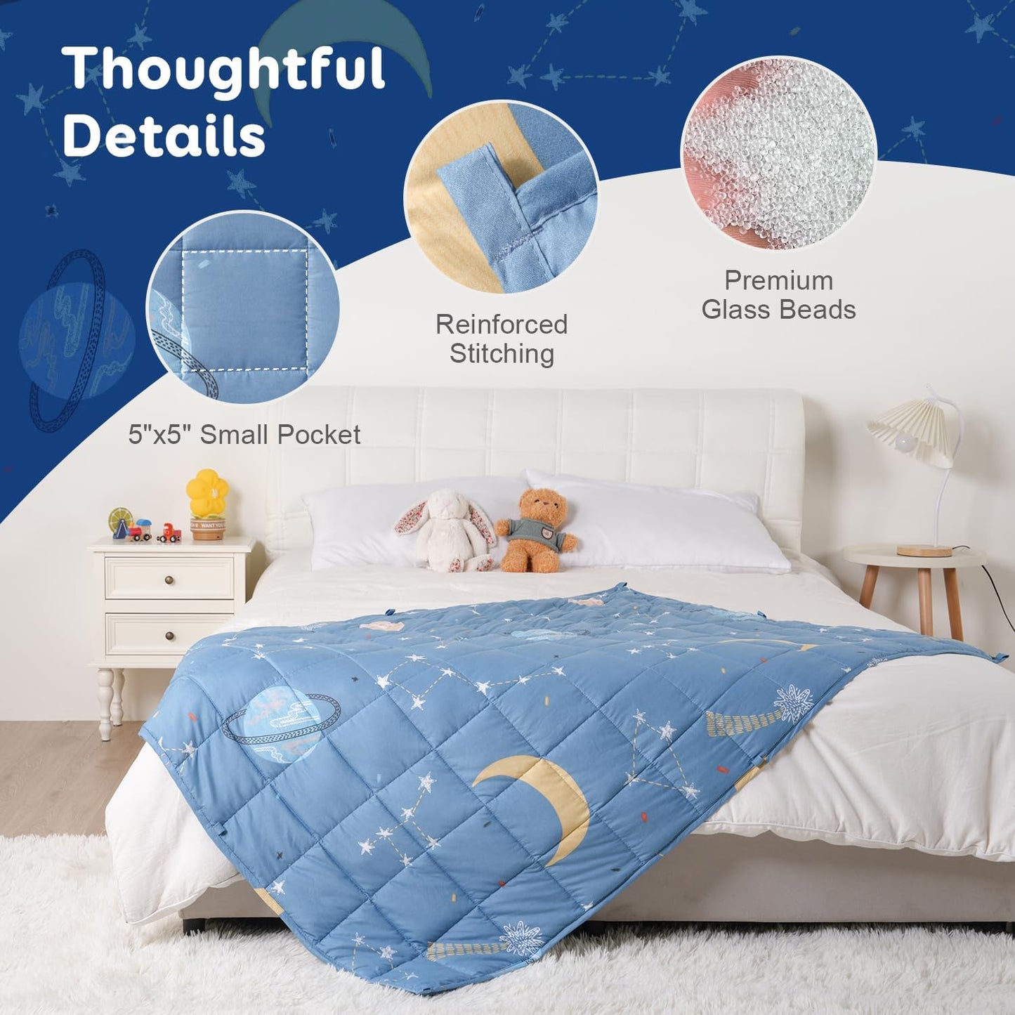 Moon Stars Planet Kids Weighted Blanket Throw for All-Season