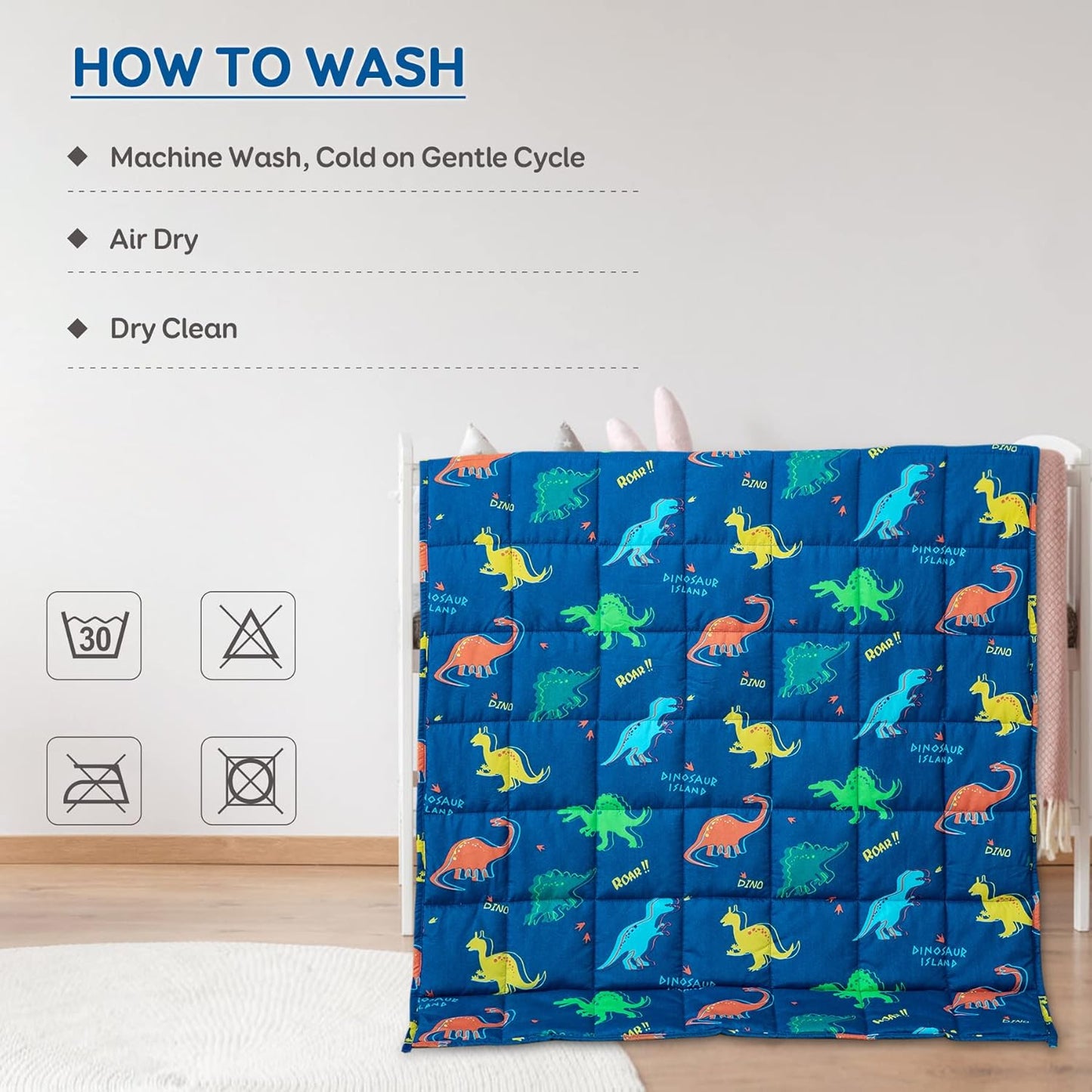 Blue Dinosaur Kids Weighted Blanket Throw for All-Season