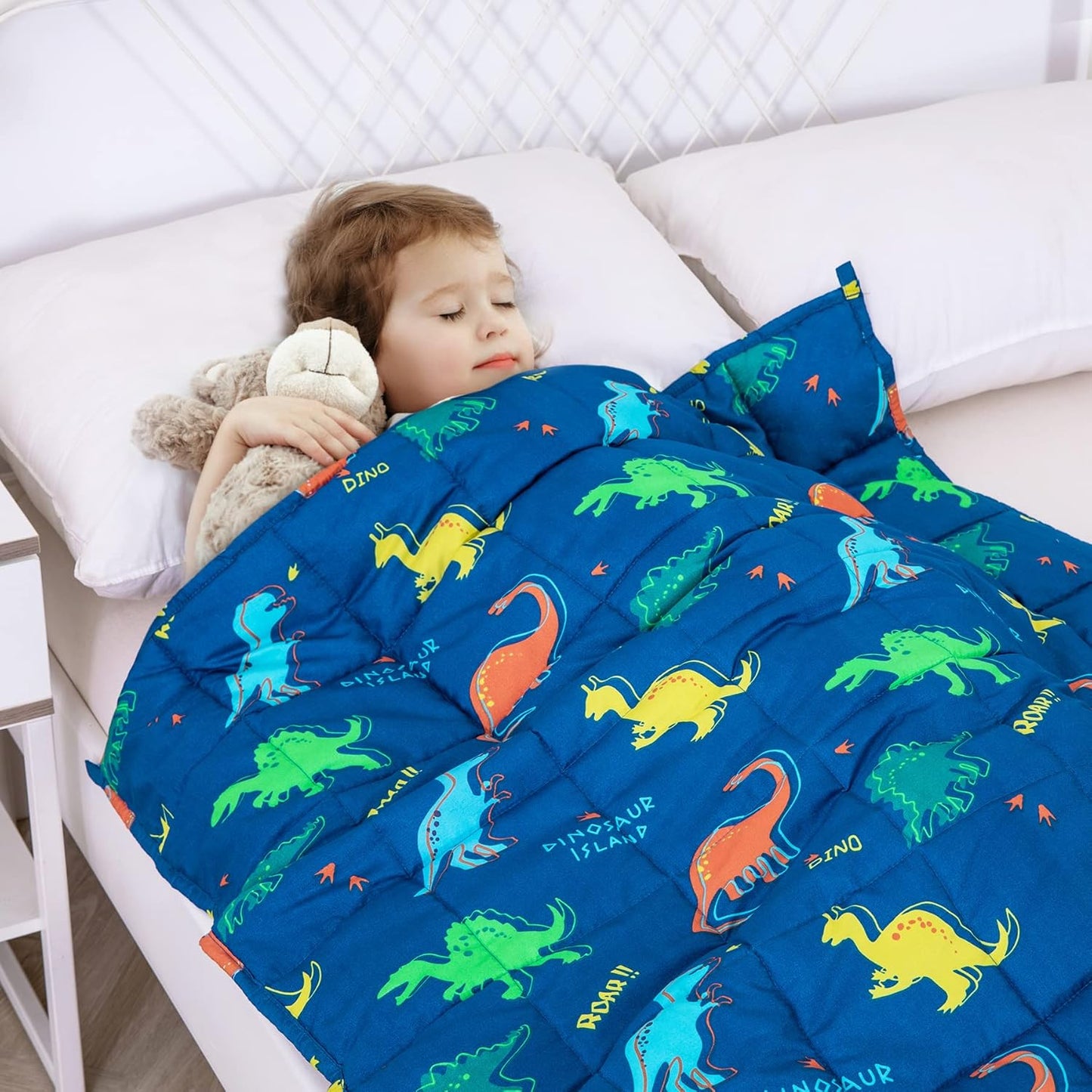 Blue Dinosaur Kids Weighted Blanket Throw for All-Season