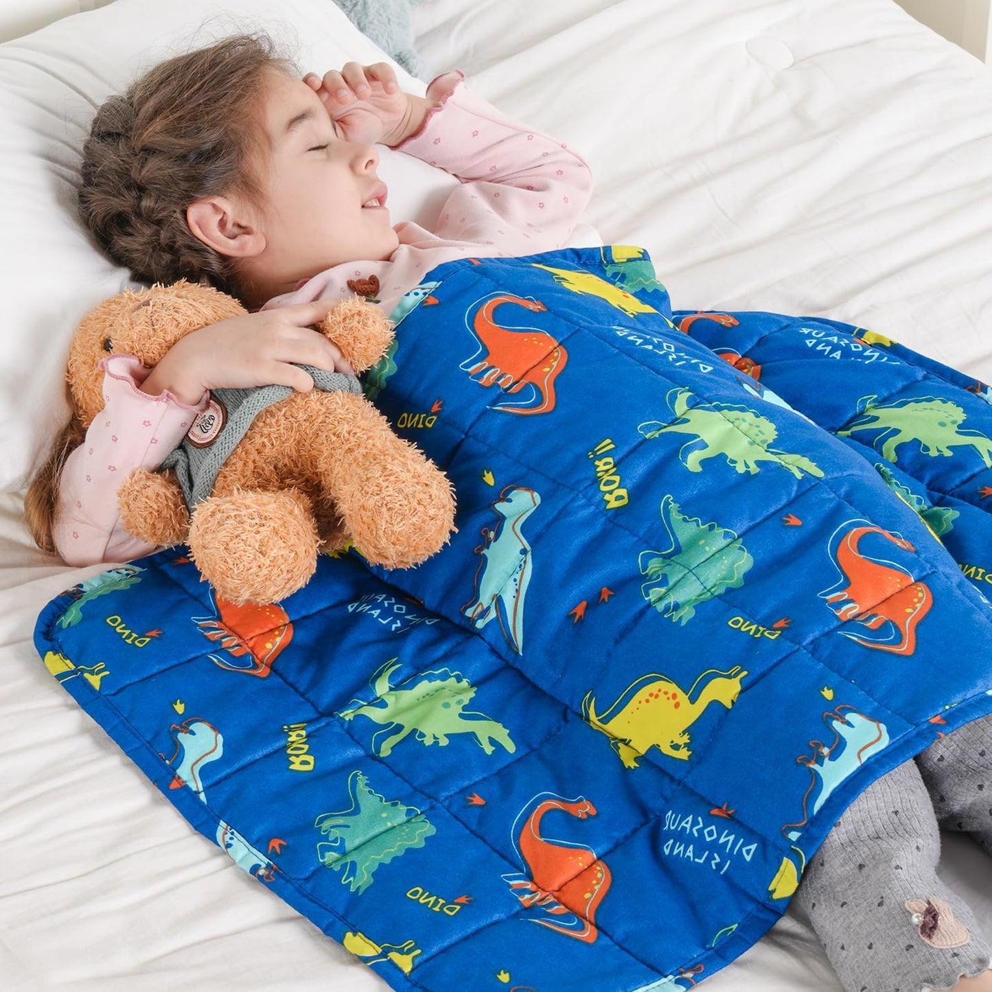Blue Dinosaur Kids Weighted Blanket Throw for All-Season